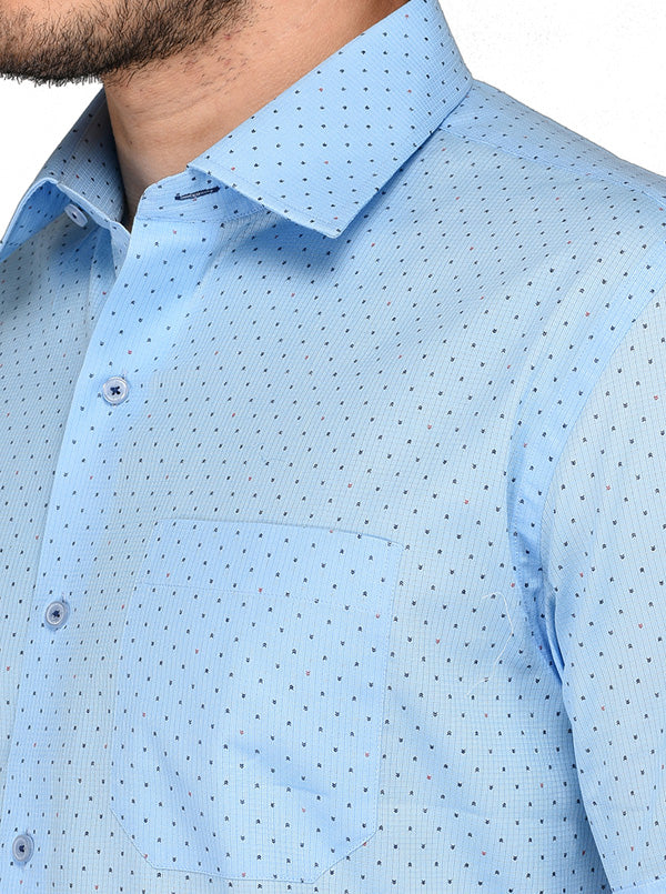 JadeBlue Blue Printed Regular Fit Formal Shirt