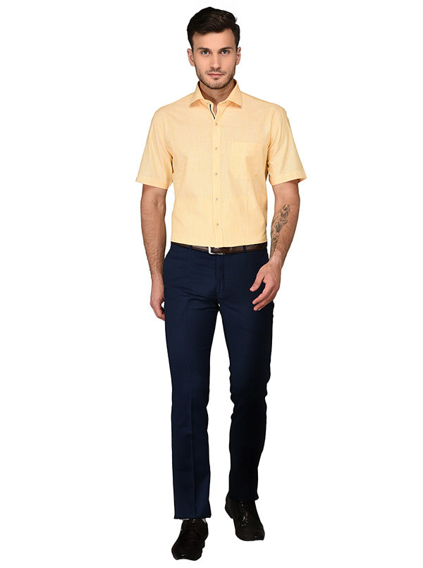 JadeBlue Yellow Self Textured Regular Fit Formal Shirt