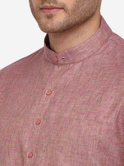 Rose Pink Solid Regular Fit Modi Kurta | JadeBlue