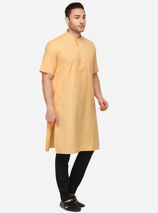 Orange Solid Regular Fit Modi Kurta | JadeBlue