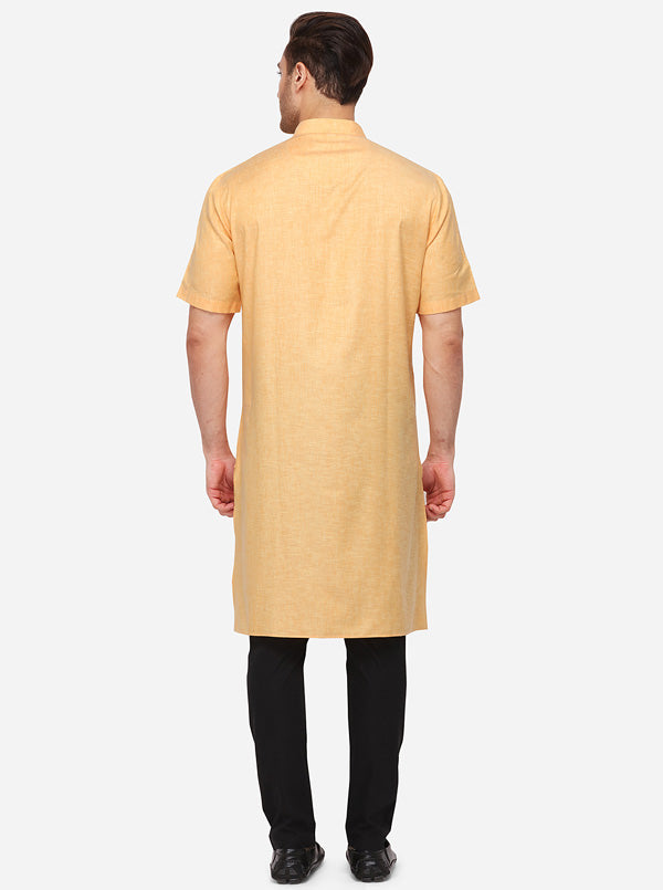 Orange Solid Regular Fit Modi Kurta | JadeBlue