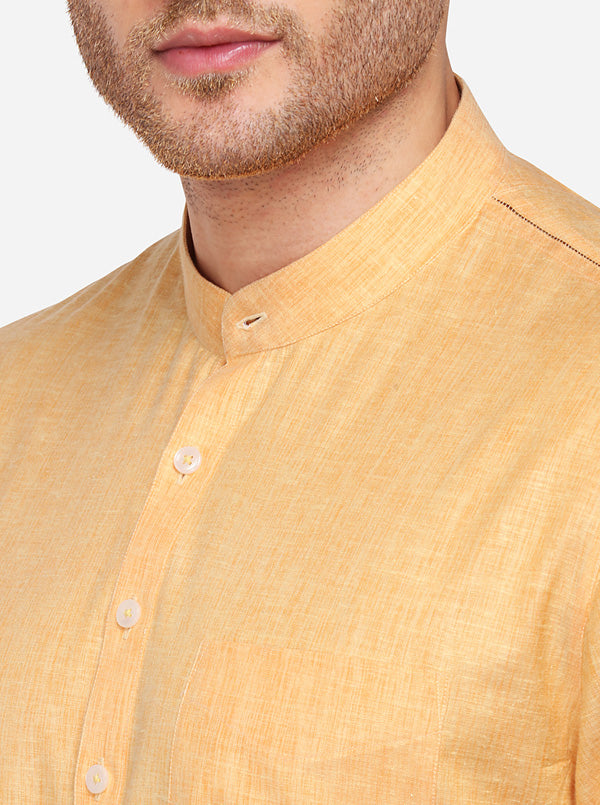 Orange Solid Regular Fit Modi Kurta | JadeBlue