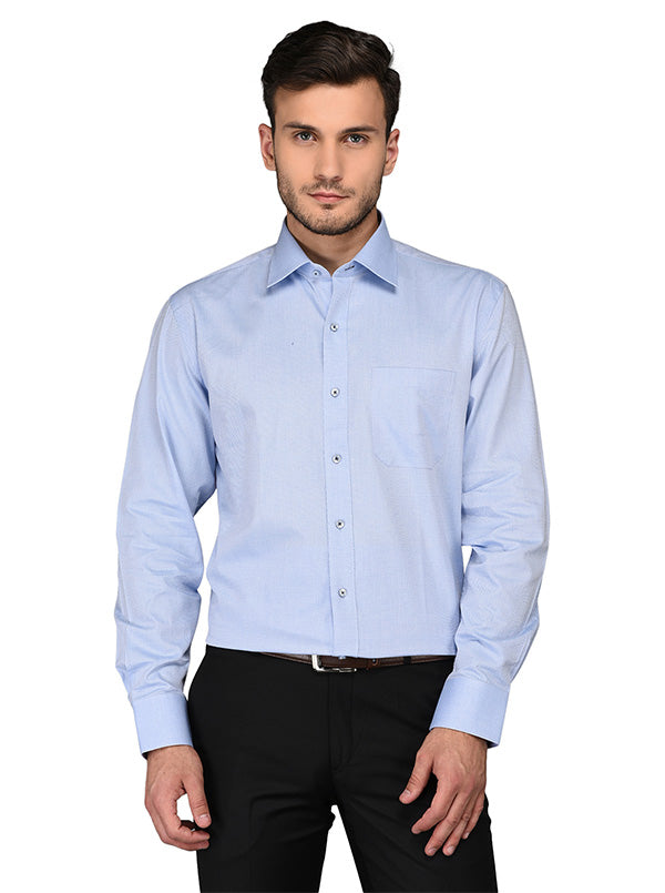 JadeBlue Light Blue Dobby Regular Fit Formal Shirt