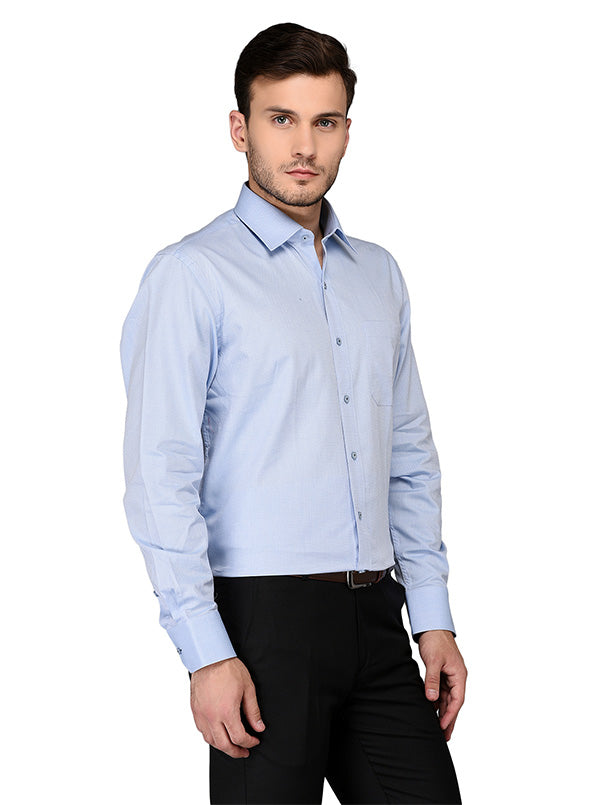 JadeBlue Light Blue Dobby Regular Fit Formal Shirt