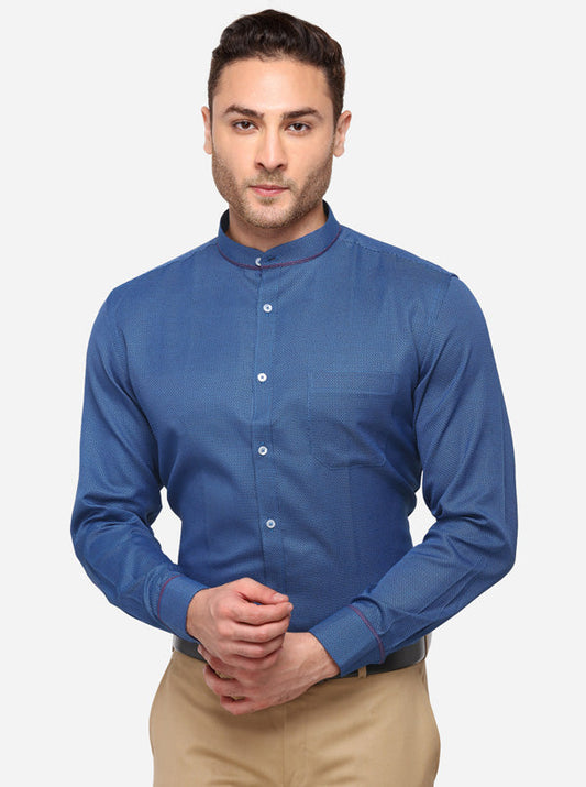 Royal Blue Solid Slim Fit Formal Shirt | Greenfibre