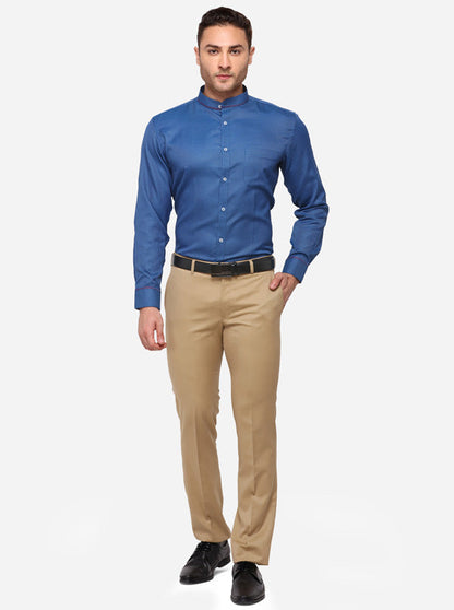 Royal Blue Solid Slim Fit Formal Shirt | Greenfibre
