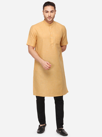 Apricot Orange Solid Regular Fit Modi Kurta | JadeBlue