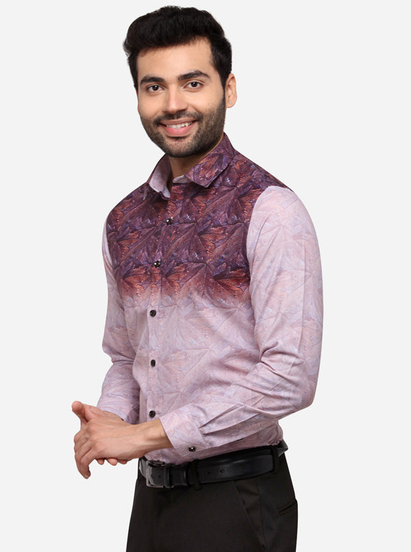 Wine Printed Slim Fit Party Wear Shirt | JB Studio