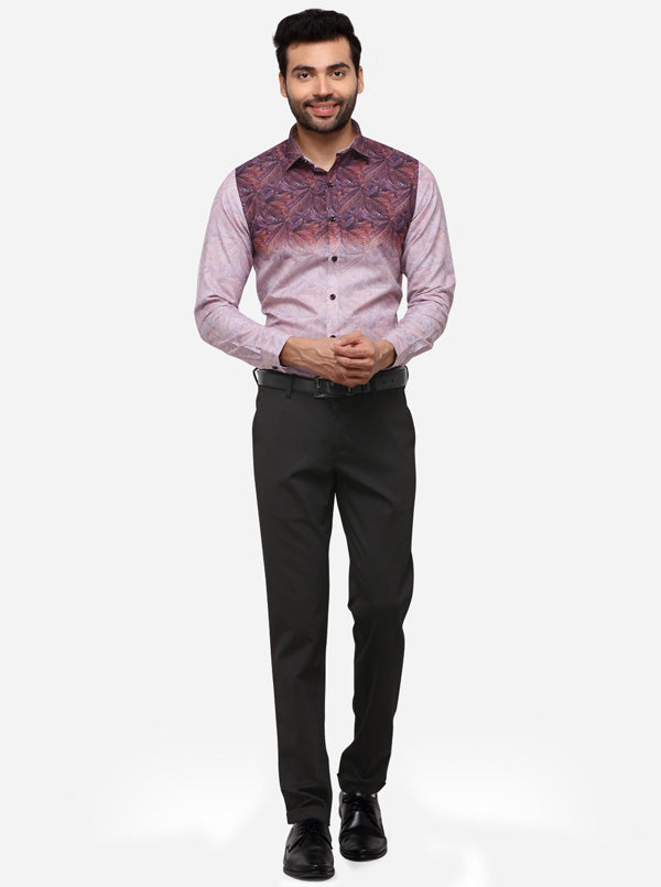 Wine Printed Slim Fit Party Wear Shirt | JB Studio