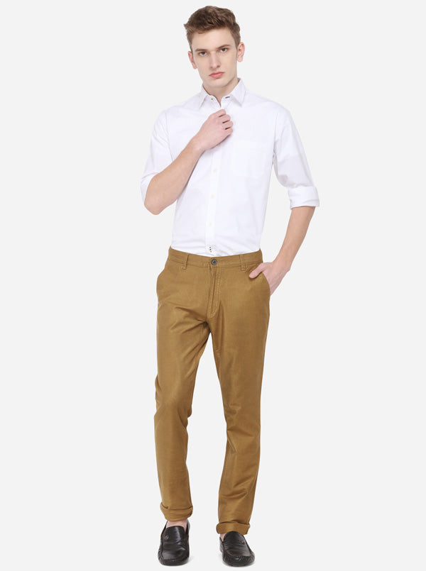 Dark Khaki Solid Uno Fit Casual Trouser | JadeBlue Sport
