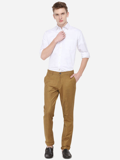 Dark Khaki Solid Uno Fit Casual Trouser | JadeBlue Sport