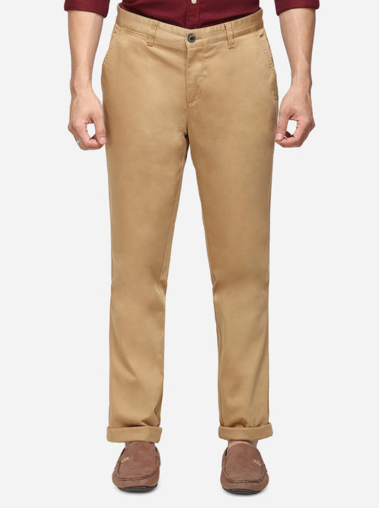 Khaki Solid Uno Fit Casual Trouser | JadeBlue Sport
