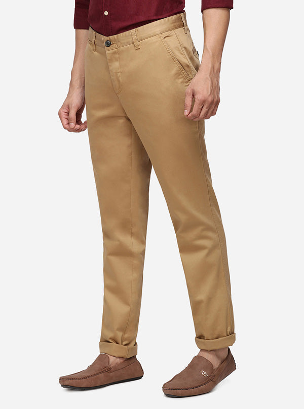 Khaki Solid Uno Fit Casual Trouser | JadeBlue Sport