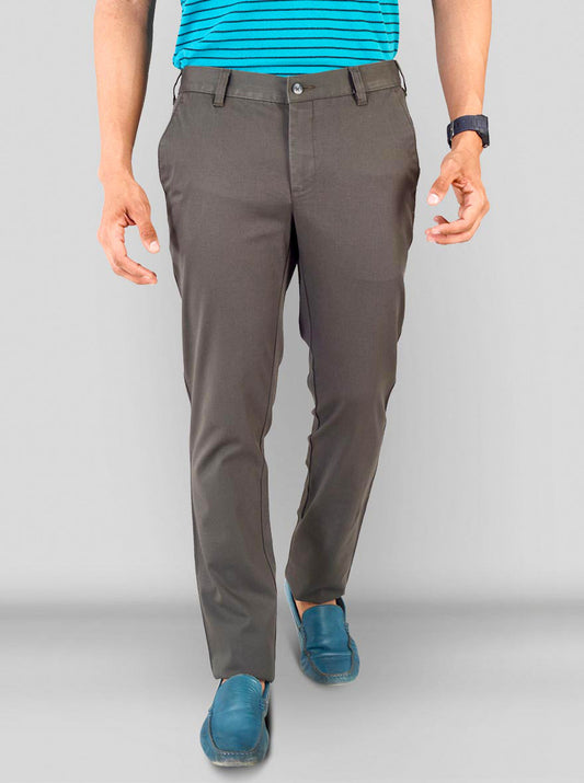 Forest Brown Self Textured Super Slim Fit Chinos | Greenfibre