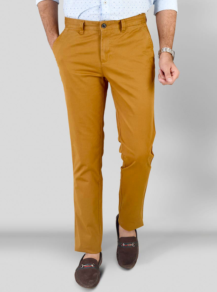 Bronze Brown Solid Slim Fit Chinos | JB Sport