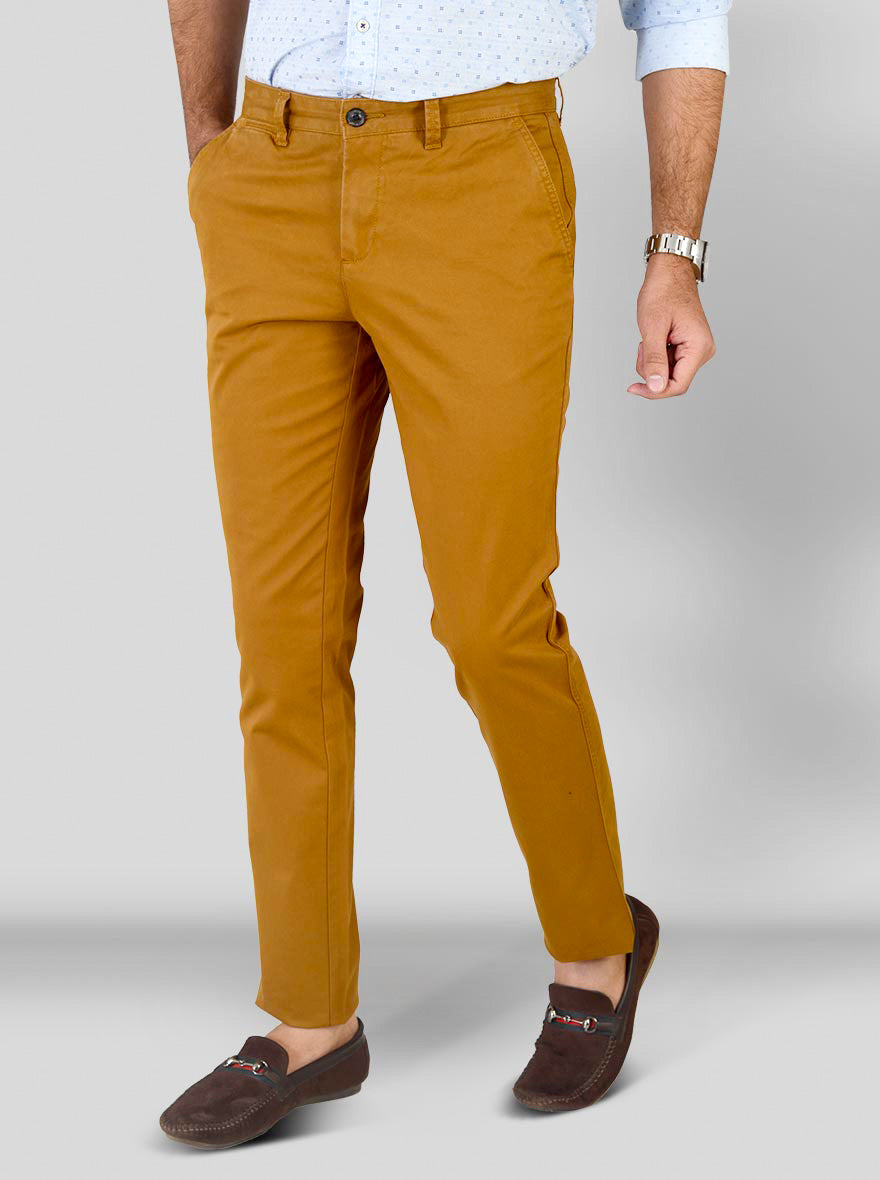 Bronze Brown Solid Slim Fit Chinos | JB Sport