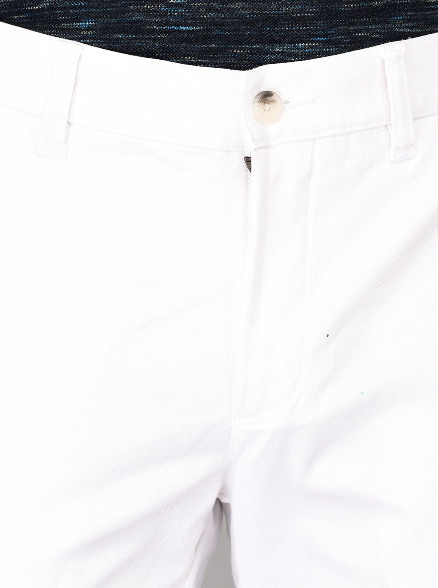 Greenfibre White Self Textured Slim Fit Trouser