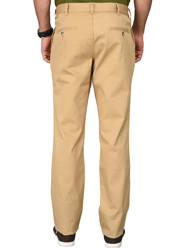 Greenfibre Light Khaki Self Textured Slim Fit Trouser