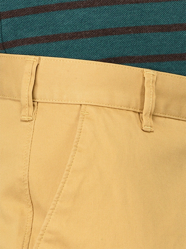 Greenfibre Golden Khaki Self Textured Slim Fit Trouser