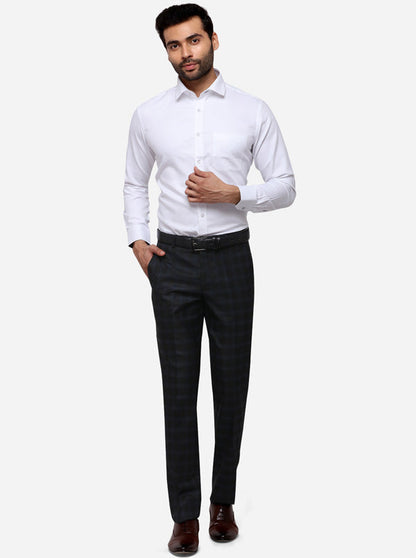 Blue & Black Checked Super Slim Fit Formal Trouser | JB Studio