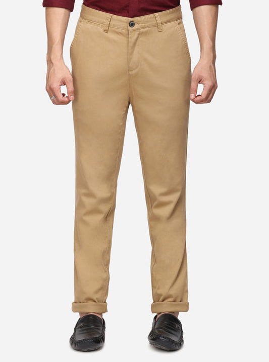 Khaki Solid Uno Fit Casual Trouser | JadeBlue Sport