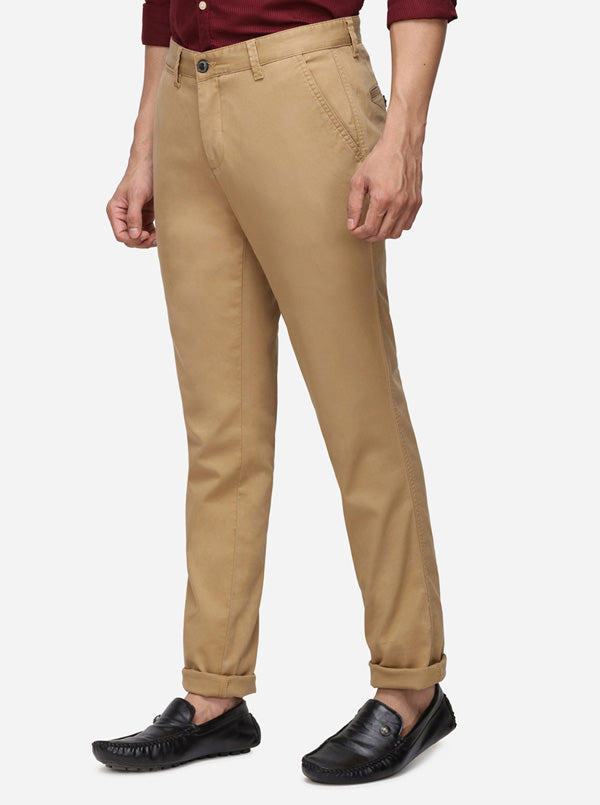 Khaki Solid Uno Fit Casual Trouser | JadeBlue Sport