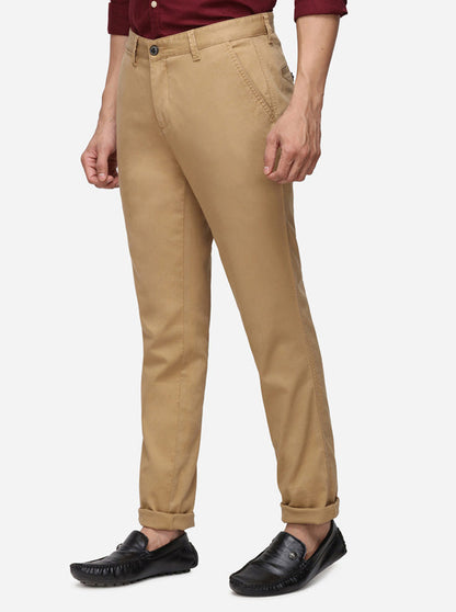 Khaki Solid Uno Fit Casual Trouser | JadeBlue Sport
