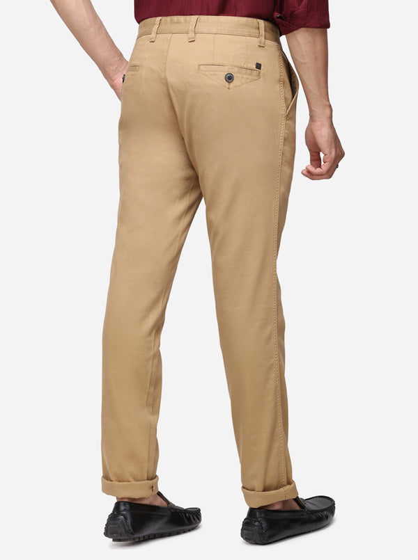 Khaki Solid Uno Fit Casual Trouser | JadeBlue Sport