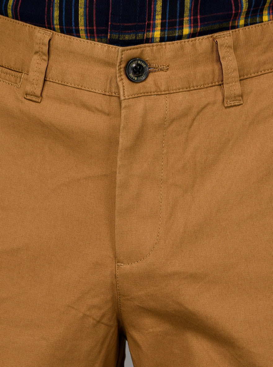 JadeBlue Khaki Self Textured Slim Fit Chinos