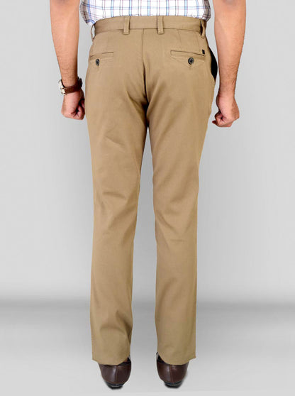 Camel Brown Self Textured Slim Fit Chinos | JB Sport