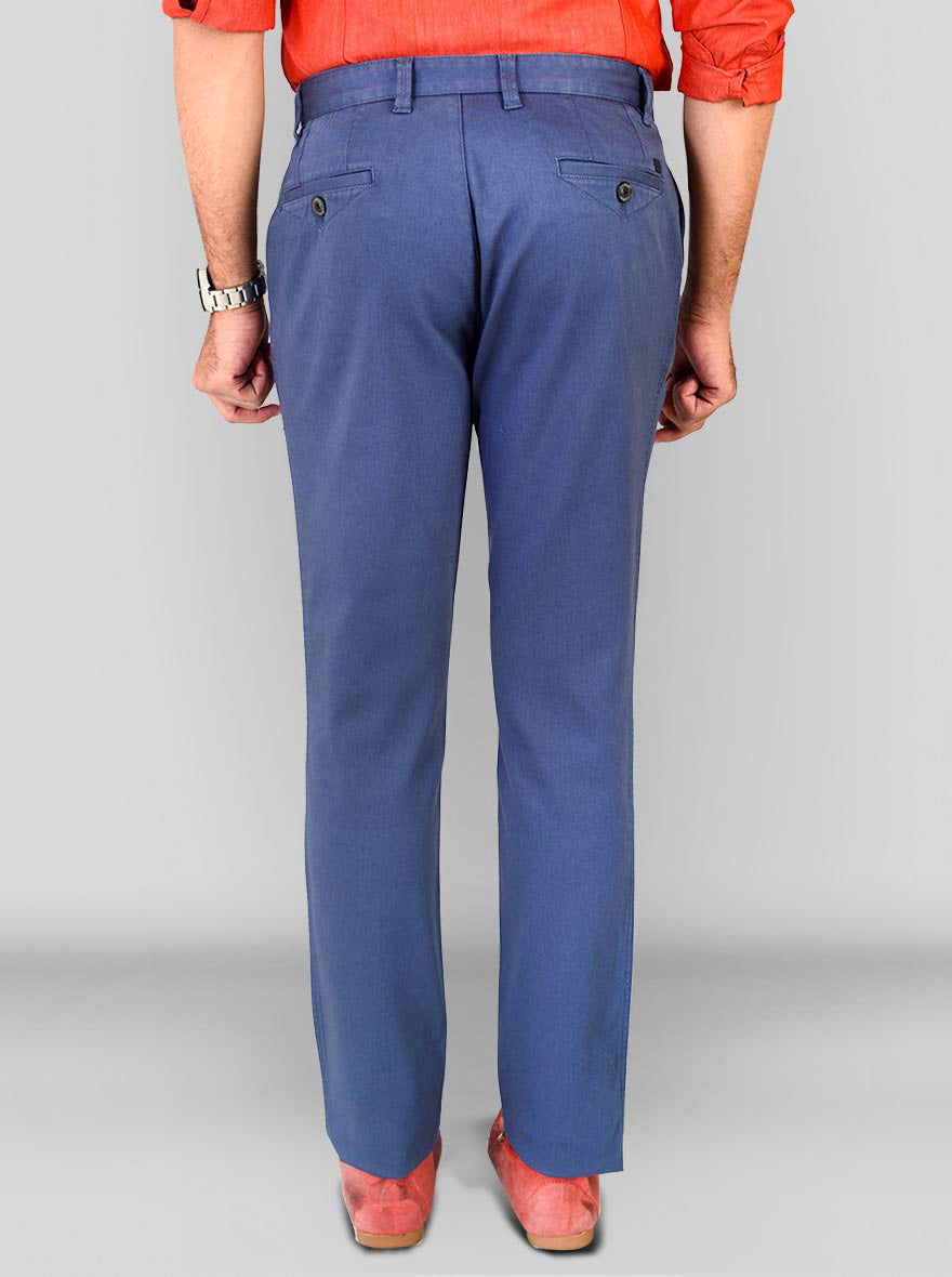Ensign Blue Self Textured Slim Fit Chinos | JB Sport