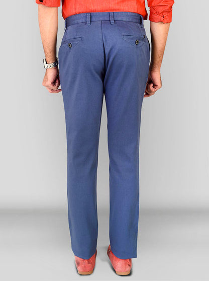 Ensign Blue Self Textured Slim Fit Chinos | JB Sport