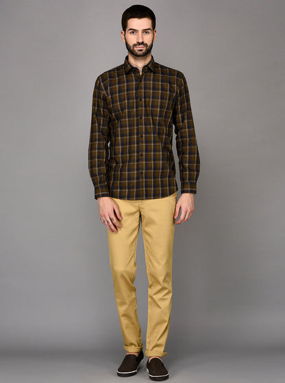 JadeBlue Cream Self Textured Slim Fit Chinos