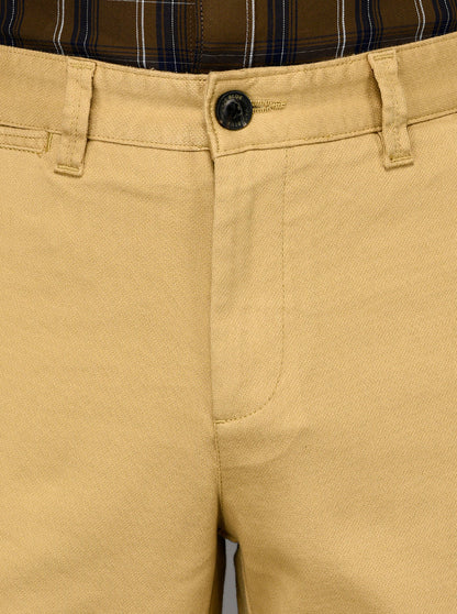 JadeBlue Cream Self Textured Slim Fit Chinos