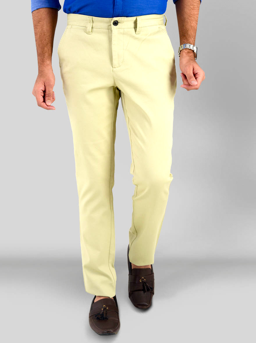 Pelican Yellow Self Textured Slim Fit Chinos | JB Sport