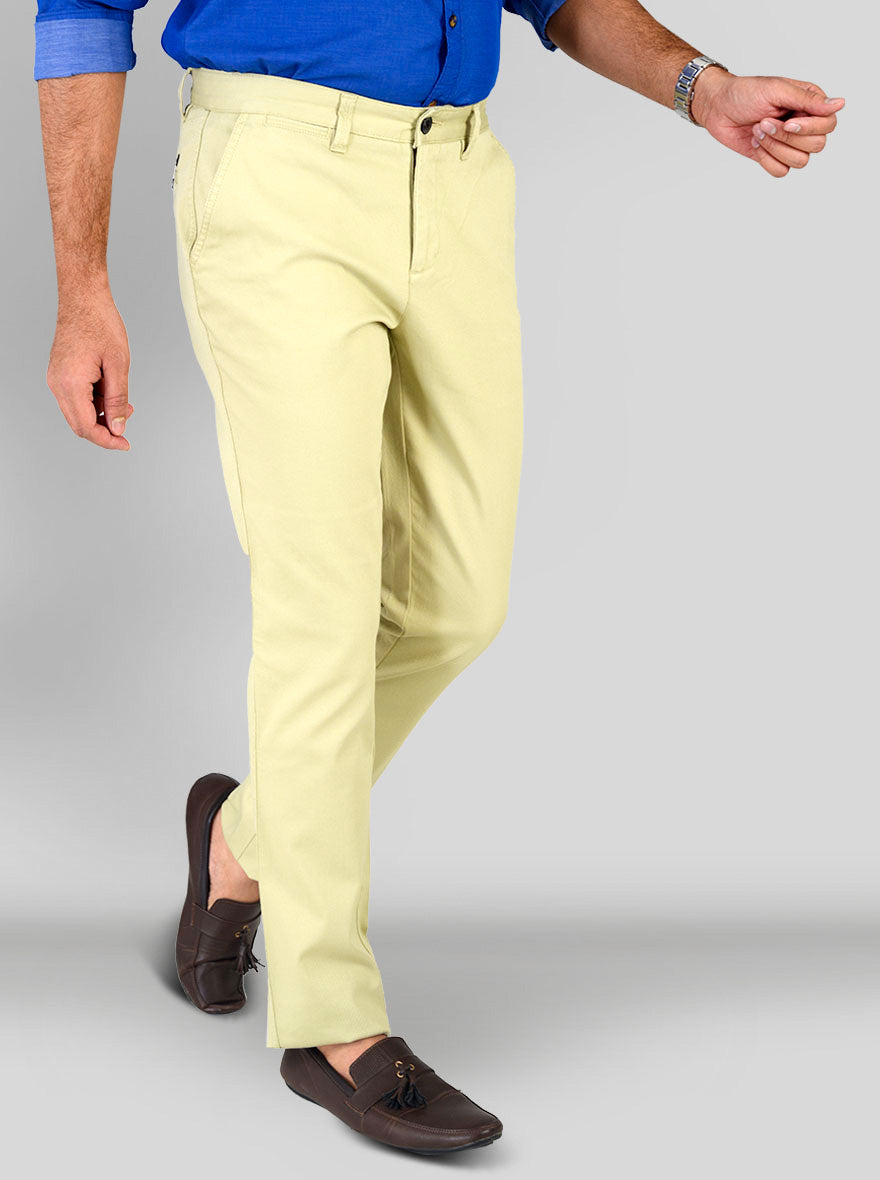 Pelican Yellow Self Textured Slim Fit Chinos | JB Sport