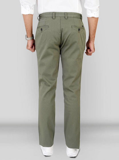 Bronze Green Self Textured Slim Fit Chinos | JB Sport