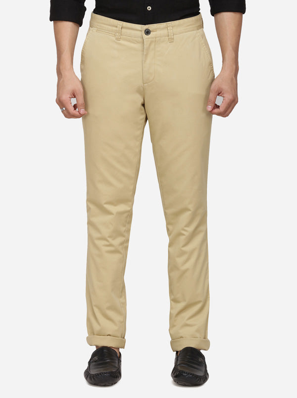 Taupe Solid Uno Fit Casual Trouser | JadeBlue Sport