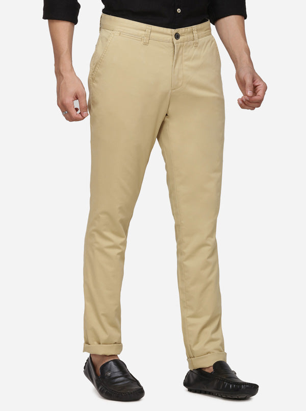 Taupe Solid Uno Fit Casual Trouser | JadeBlue Sport