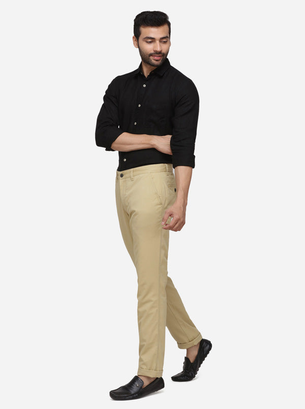 Taupe Solid Uno Fit Casual Trouser | JadeBlue Sport