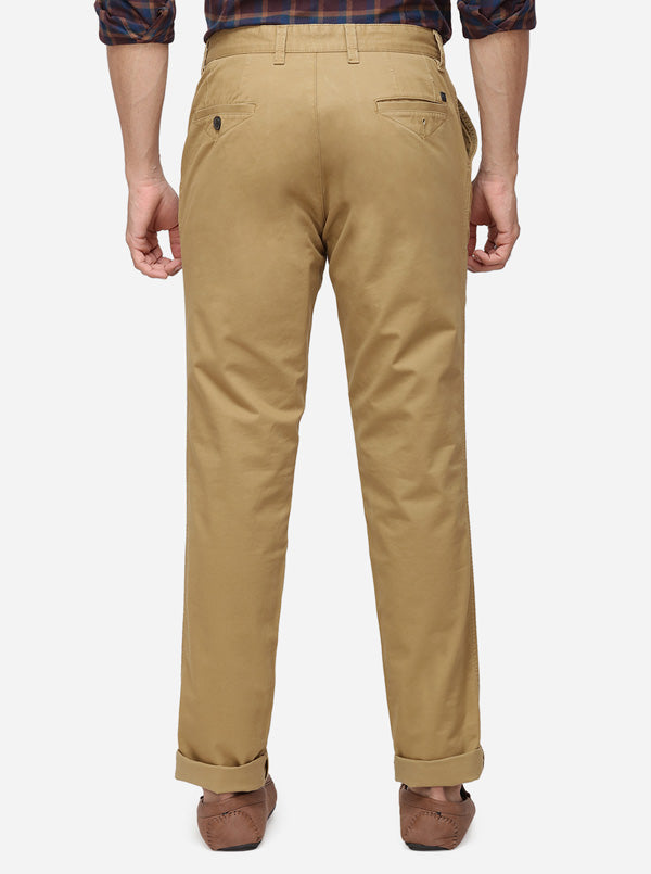 Khaki Solid Uno Fit Casual Trouser | JadeBlue Sport