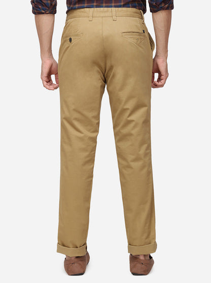 Khaki Solid Uno Fit Casual Trouser | JadeBlue Sport