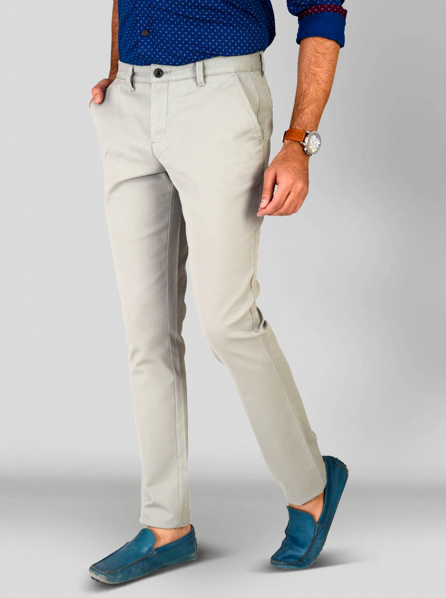 Neutral Grey Solid Slim Fit Chinos | JB Sport