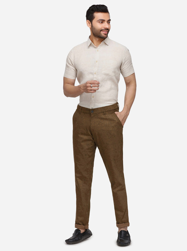 Khaki Solid Uno Fit Casaul Trouser | JadeBlue Sport