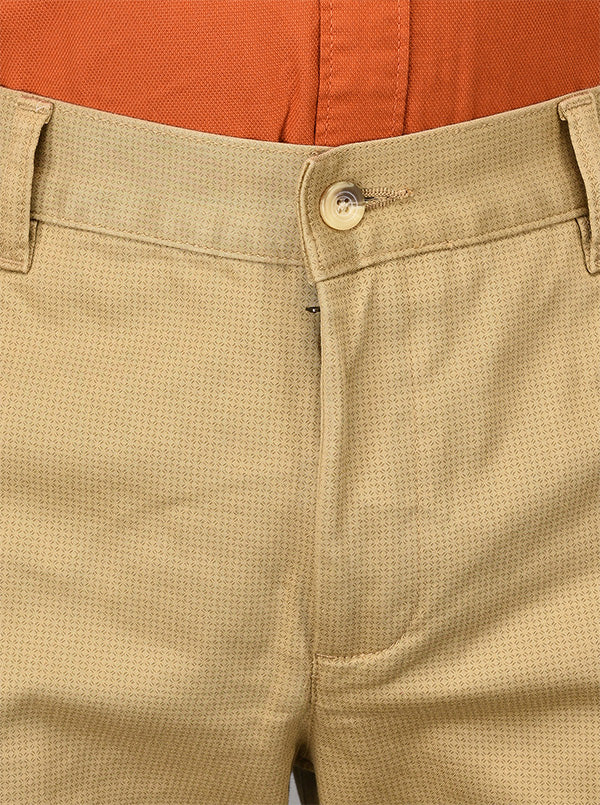 Greenfibre Khaki Printed Slim Fit Trouser