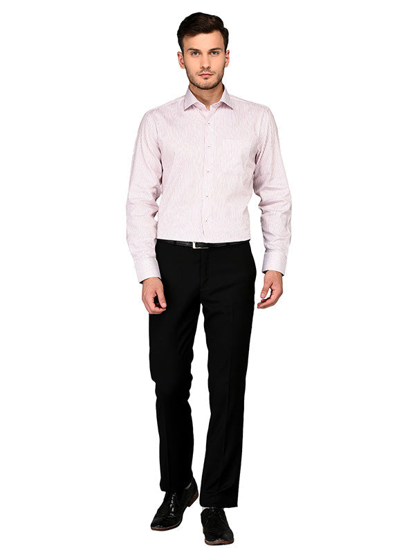 JadeBlue White & Red Striped Regular Fit Formal Shirt