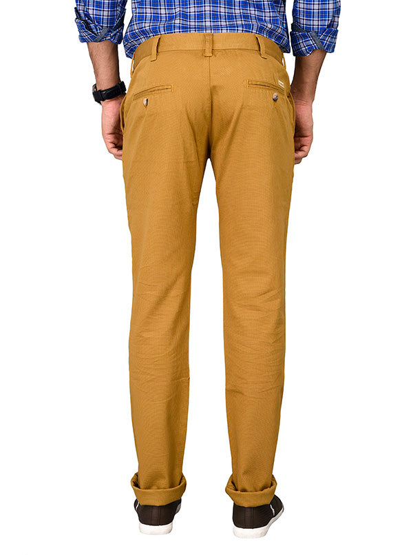 Greenfibre Golden Self Textured Slim Fit Trouser