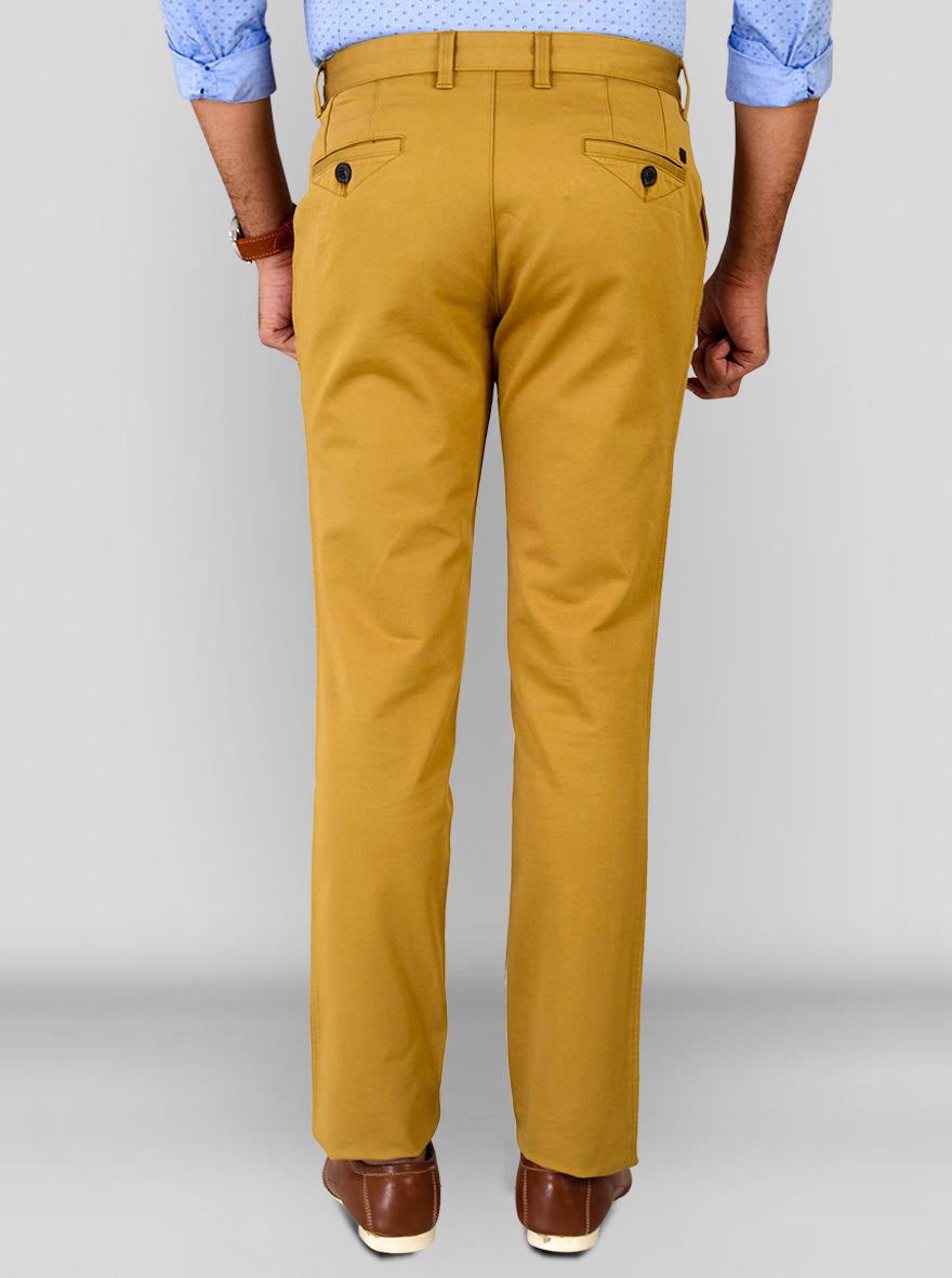 Mustard Brown Self Textured Slim Fit Chinos | JB Sport