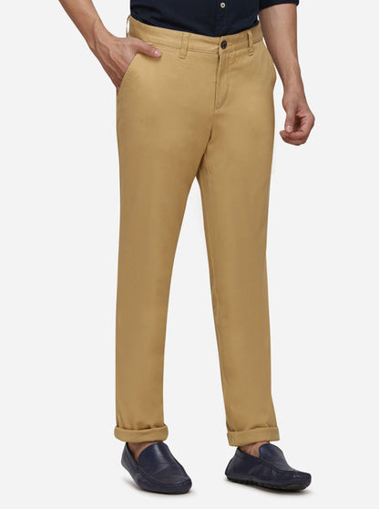 Khaki Solid Uno Fit Casual Trouser | JadeBlue Sport