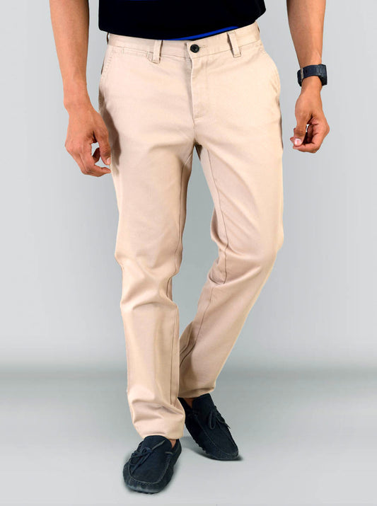 Taupe Self Textured Slim Fit Chinos | JB Sport